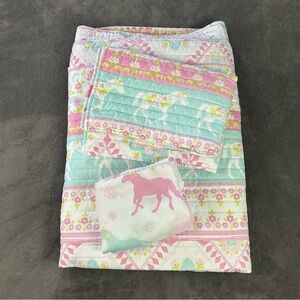 Rod’s True Western Pink Comforter Blanket Horses Pillow Case Sham Bedding Set